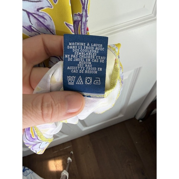 Caribbean Joe Mini Tropical Lightweight T-shirt V-neck Dress Yellow Purple Sz XL - Picture 6 of 10